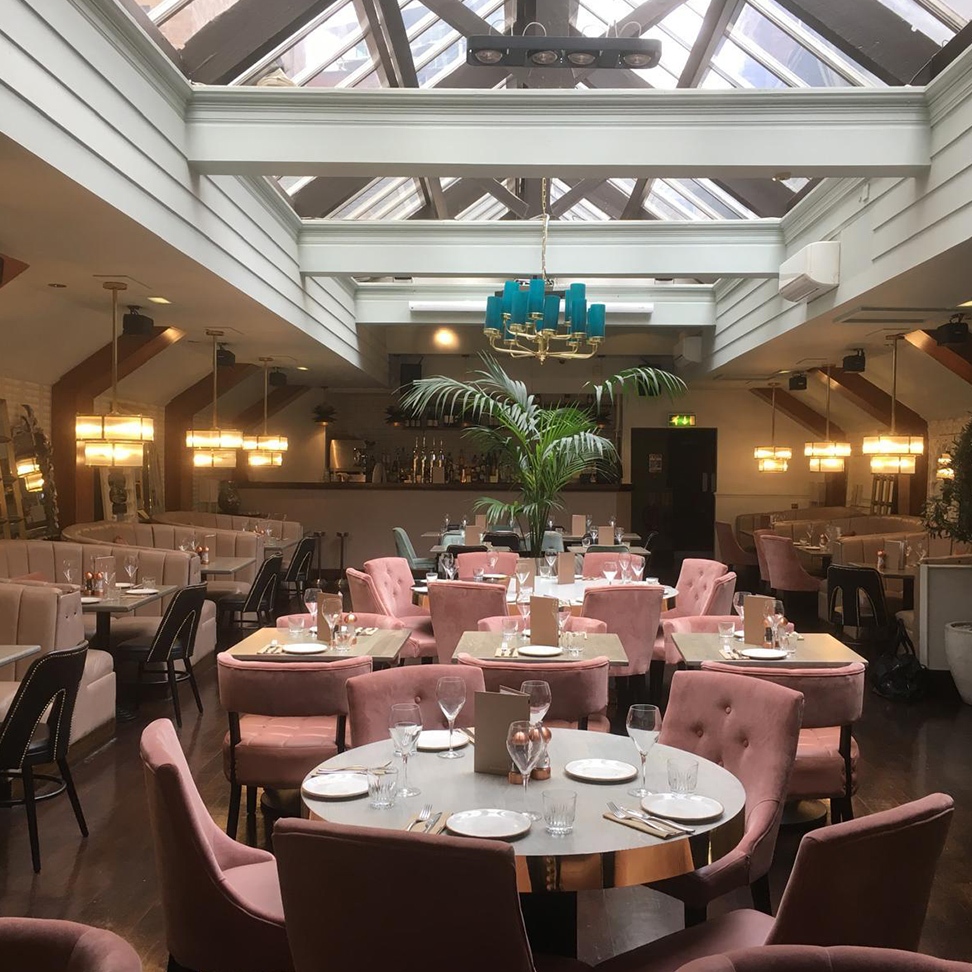 Beautiful venue interior dinner setup