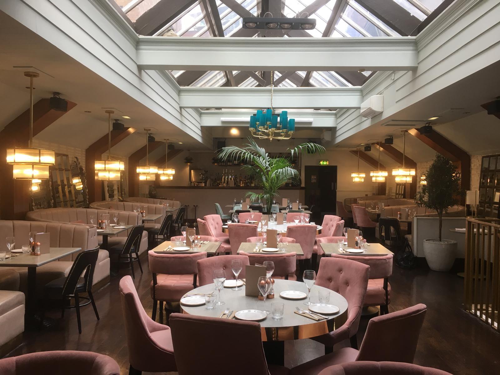 Beautiful venue interior dinner setup